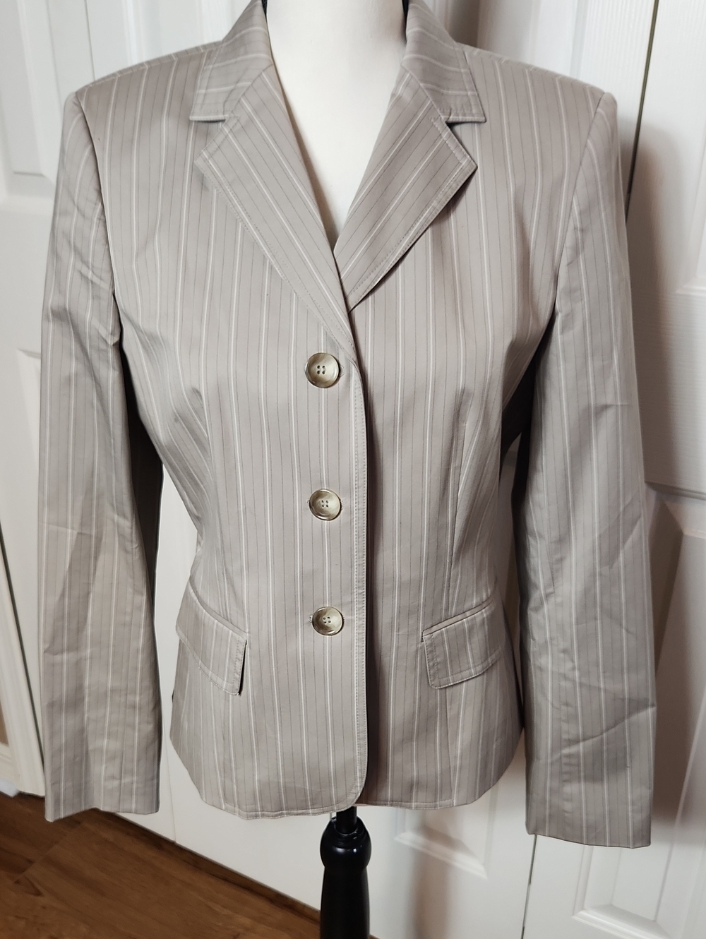 Ann Taylor Taupe Pinstripe Blazer